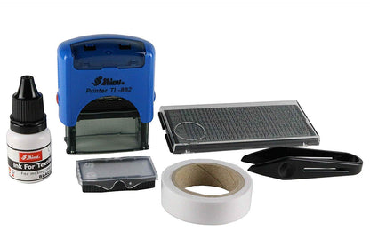 Shiny Textile Labeling Kit - Includes self Inking Stamp Device, Laundry Ink, Custom Letter kit, Iron Tape and tweezer.