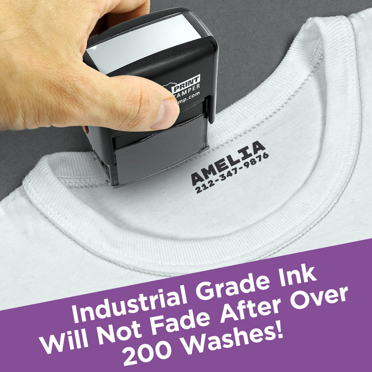 PermaPRINT Dual Clothing Stamper (1 Black Ink Stamp, 1 White Ink Stamp) Includes Free StampDARK Tool