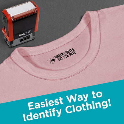 MaxMark Laundry Stamp Personalized Text Clothing Marker - Choose from Many Fonts and Icons