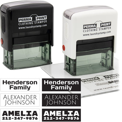PermaPRINT Dual Clothing Stamper (1 Black Ink Stamp, 1 White Ink Stamp) Includes Free StampDARK Tool